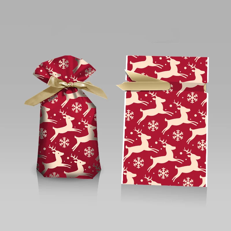 Christmas Drawstring Gift Bags – Santa, Snowflake & Deer Design
