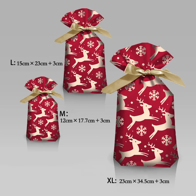 Christmas Drawstring Gift Bags – Santa, Snowflake & Deer Design