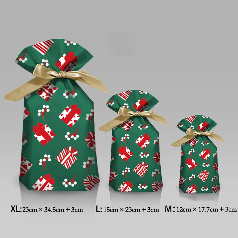 Christmas Drawstring Gift Bags – Santa, Snowflake & Deer Design