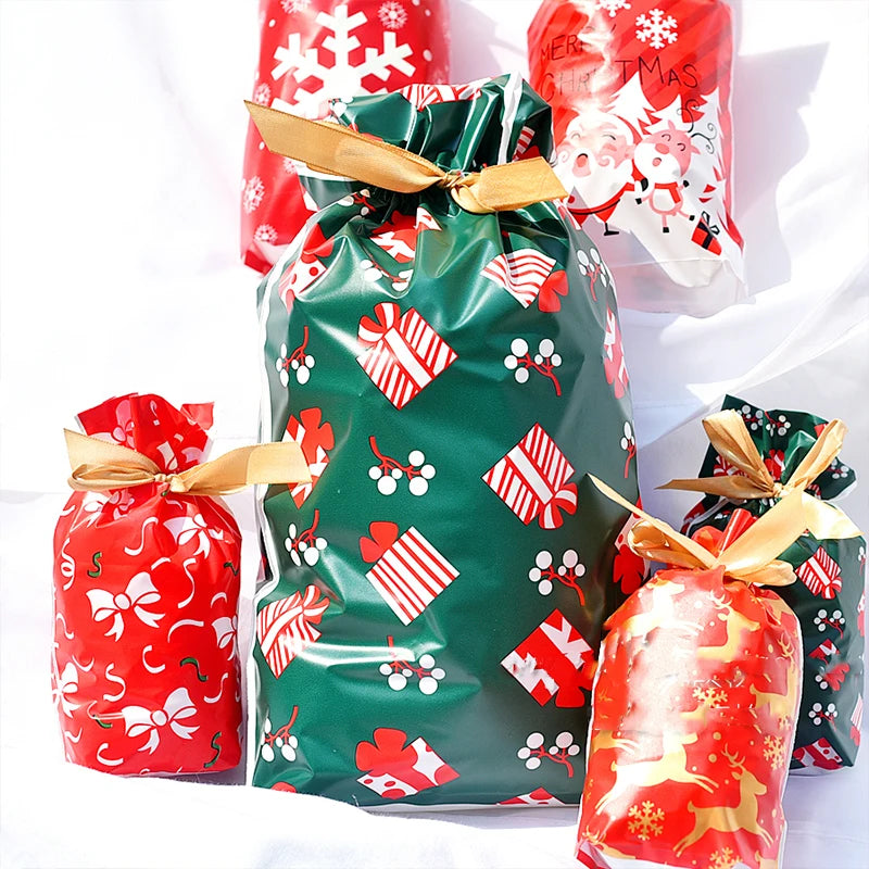 Christmas Drawstring Gift Bags – Santa, Snowflake & Deer Design