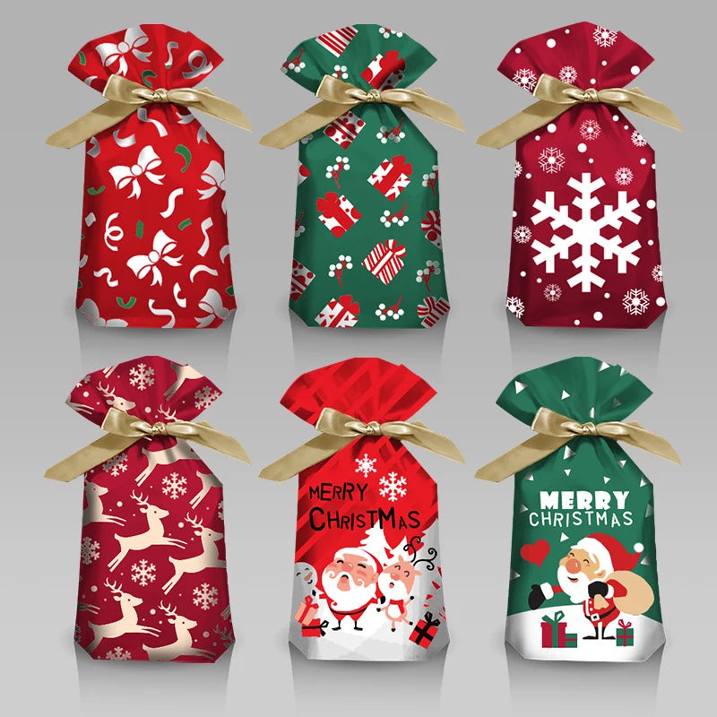 Christmas Drawstring Gift Bags – Santa, Snowflake & Deer Design