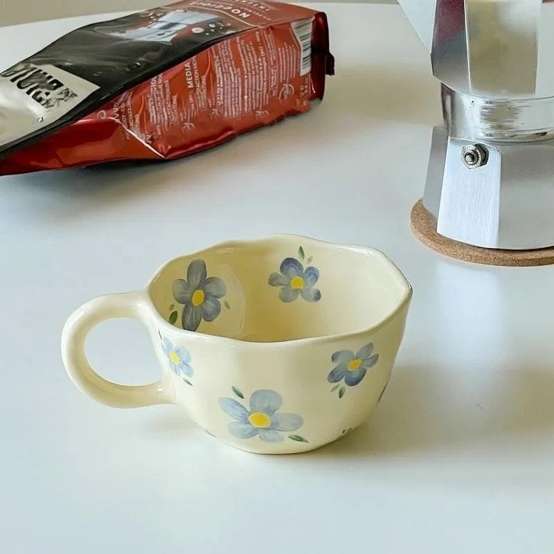 Irregular Flower Ceramic Korean Style Mugs
