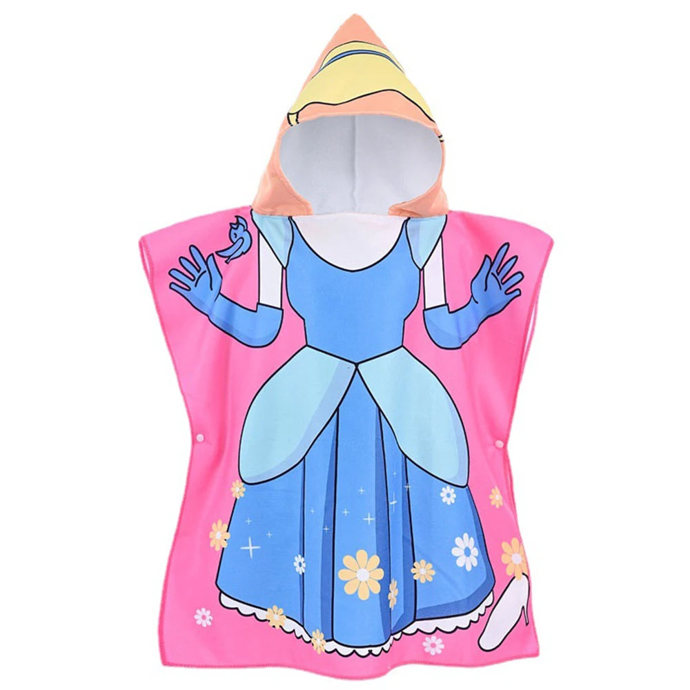  Kids pink hooded bath towel with unicorn design, perfect for fun and cozy bath times.