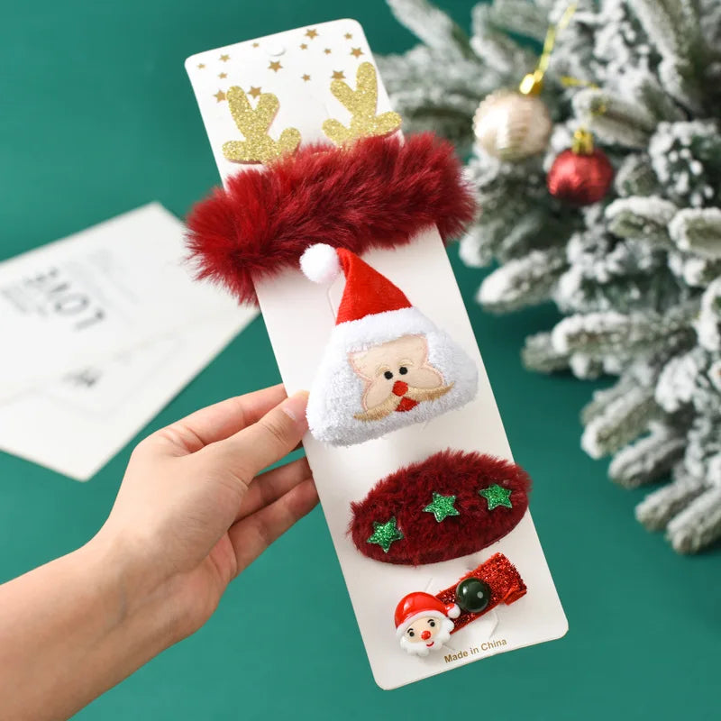 Christmas Hair Accessories Kit – Santa Claus Hair Clips, Ties & Brooches