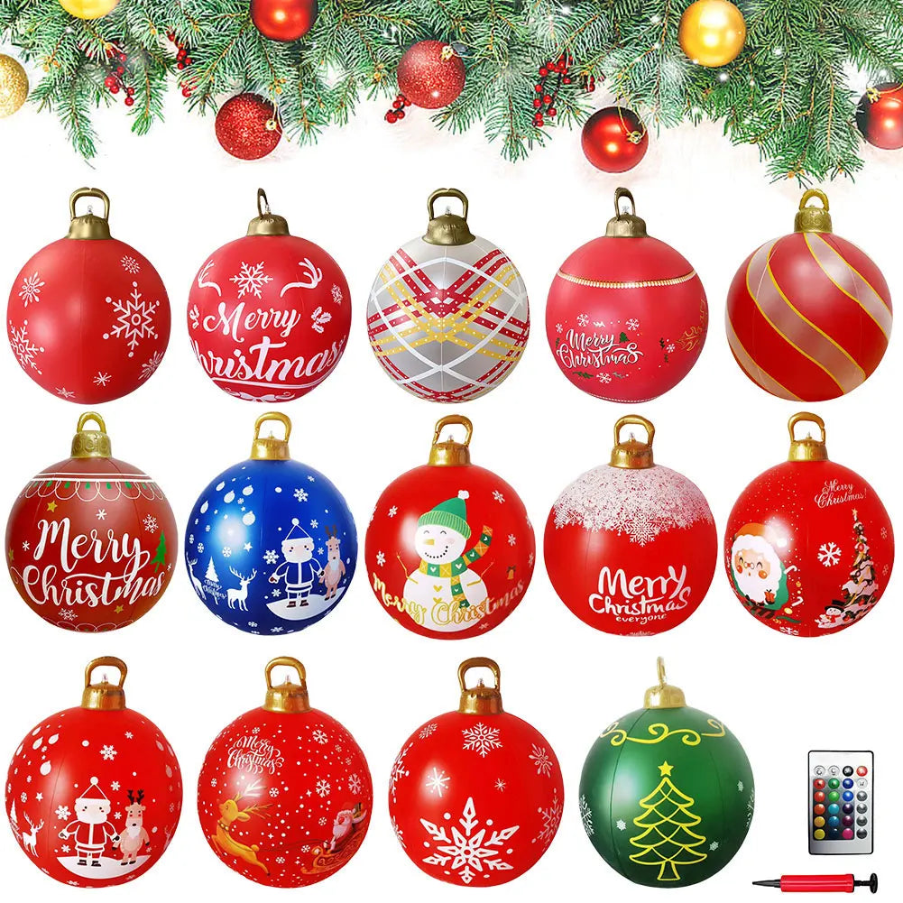 24-Inch Light Up PVC Inflatable Christmas Ball – Giant Outdoor Holiday Decoration