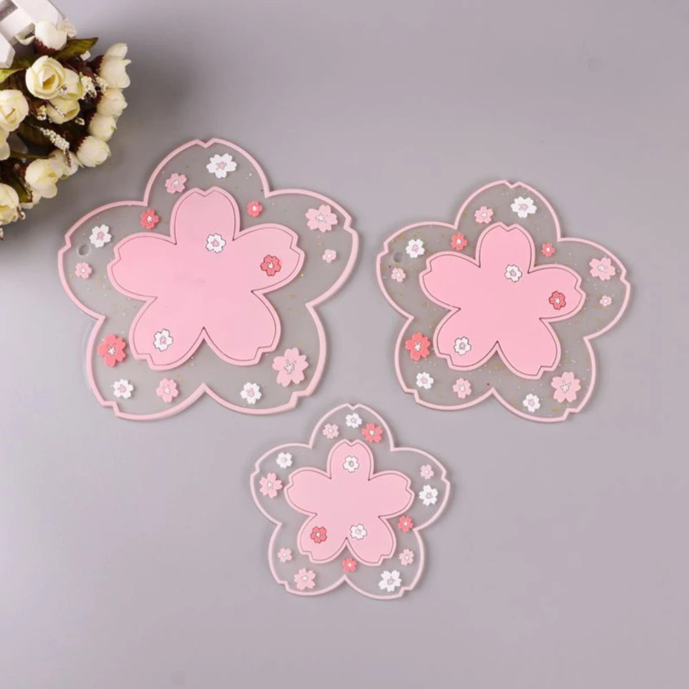 Kawaii Cherry Blossom Tea Coaster Mat