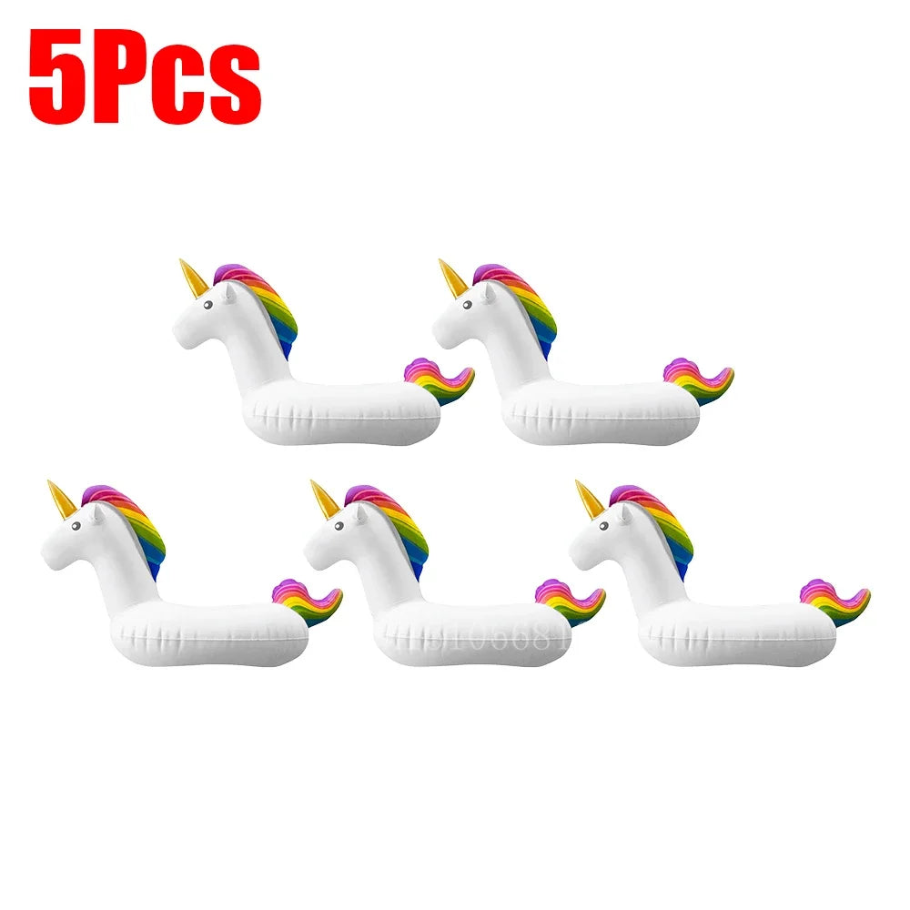 Bring tropical vibes to your next beach day or pool party with this Mini Coconut Tree & Flamingo Inflatable Drink Holder ! Made from durable PVC, it's lightweight, easy to inflate, and keeps your beverage floating right beside you.