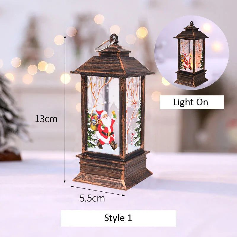 Santa Claus & Snowman Lantern Light