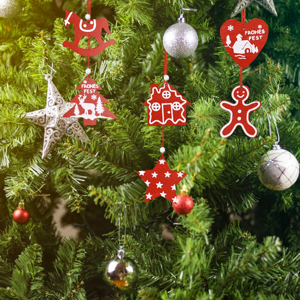 Wooden Christmas Tree Hanging Ornaments