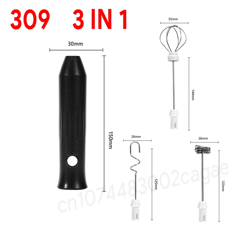 Upgraded USB Rechargeable Handheld Frother – 3-Speed Milk Whisk, Egg Beater & Mini Blender