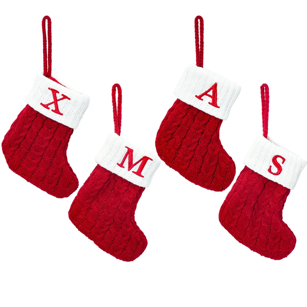 Knitted Christmas Socks – Snowflake & Letter Design