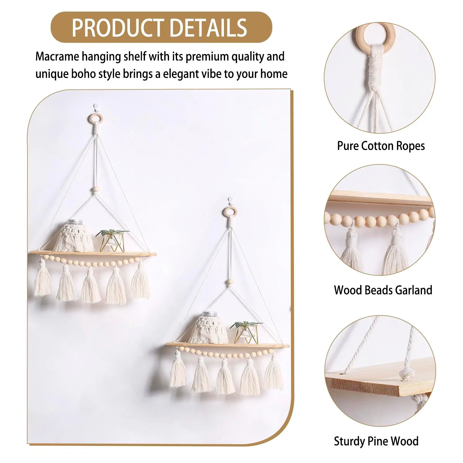 Macramé Wall Hanging Shelf Floating Wall Shelf