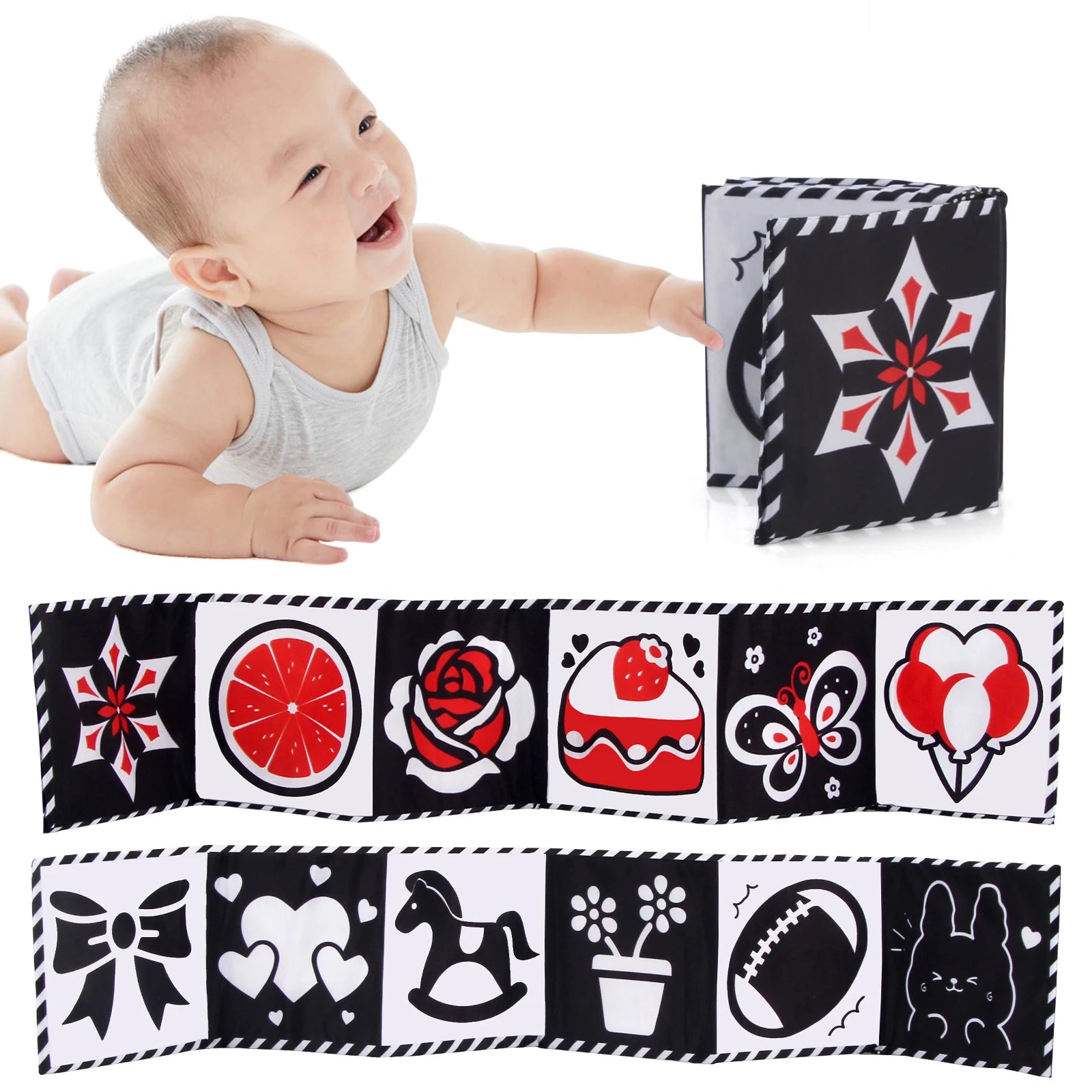 Soft Fabric of High Contrast Baby Cloth Book for Early Development
