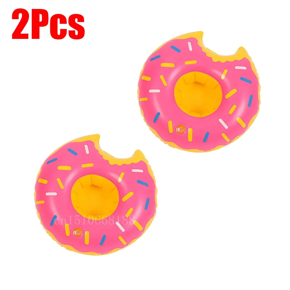 Bring tropical vibes to your next beach day or pool party with this Mini Coconut Tree & Flamingo Inflatable Drink Holder ! Made from durable PVC, it's lightweight, easy to inflate, and keeps your beverage floating right beside you.