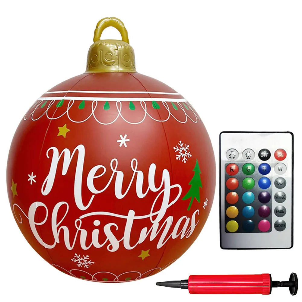 24-Inch Light Up PVC Inflatable Christmas Ball – Giant Outdoor Holiday Decoration
