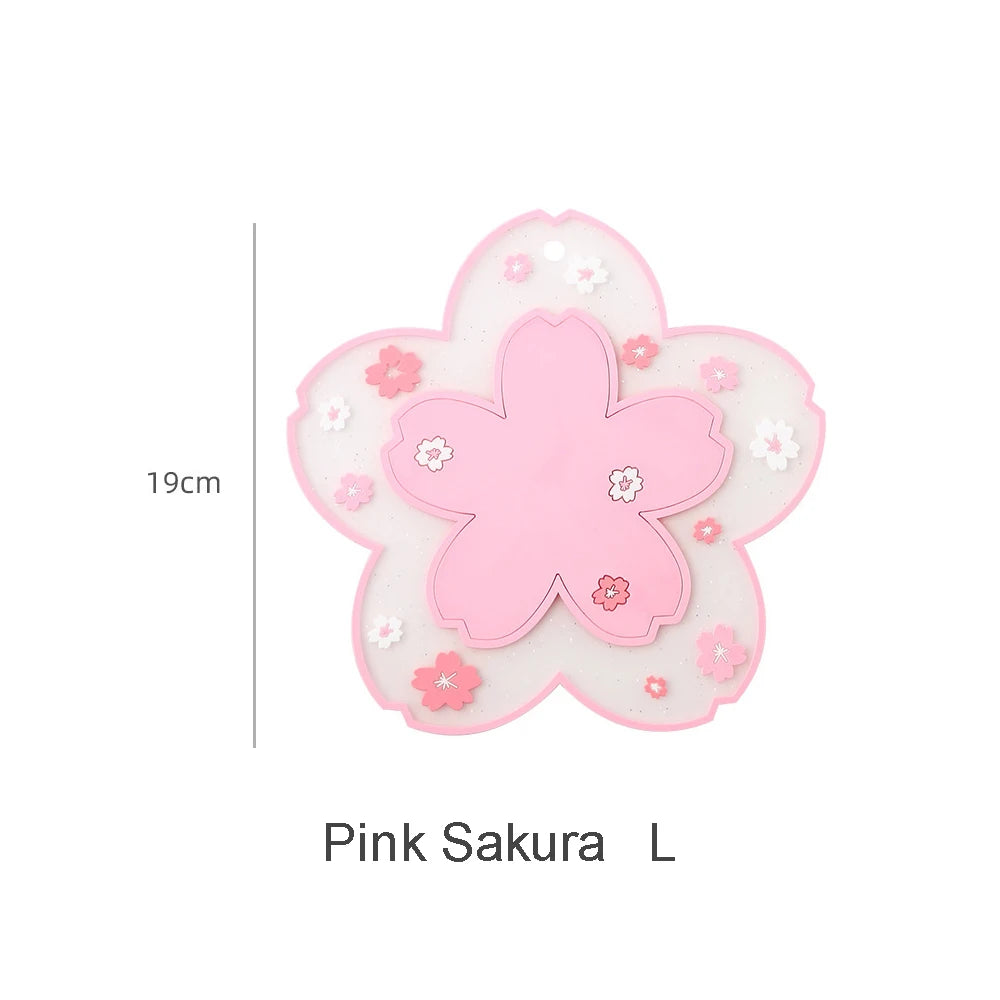 Kawaii Cherry Blossom Tea Coaster Mat