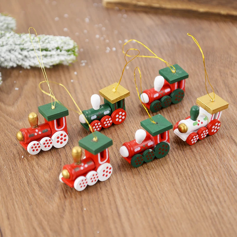 Wooden Train Christmas Ornaments