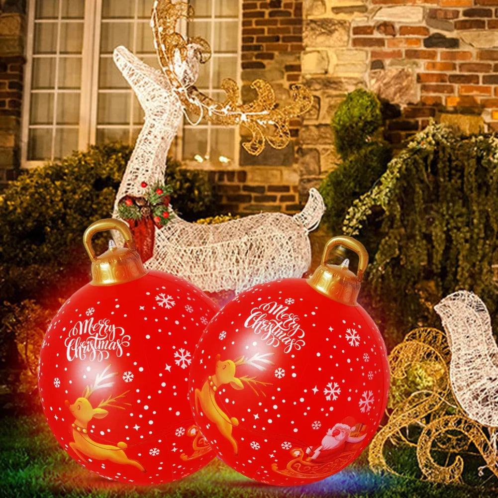 24-Inch Light Up PVC Inflatable Christmas Ball – Giant Outdoor Holiday Decoration