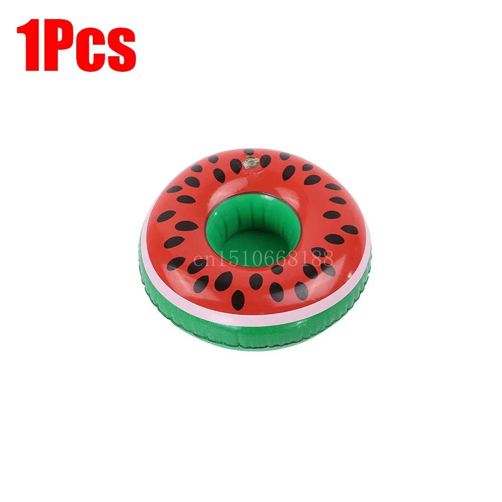 Bring tropical vibes to your next beach day or pool party with this Mini Coconut Tree & Flamingo Inflatable Drink Holder ! Made from durable PVC, it's lightweight, easy to inflate, and keeps your beverage floating right beside you.