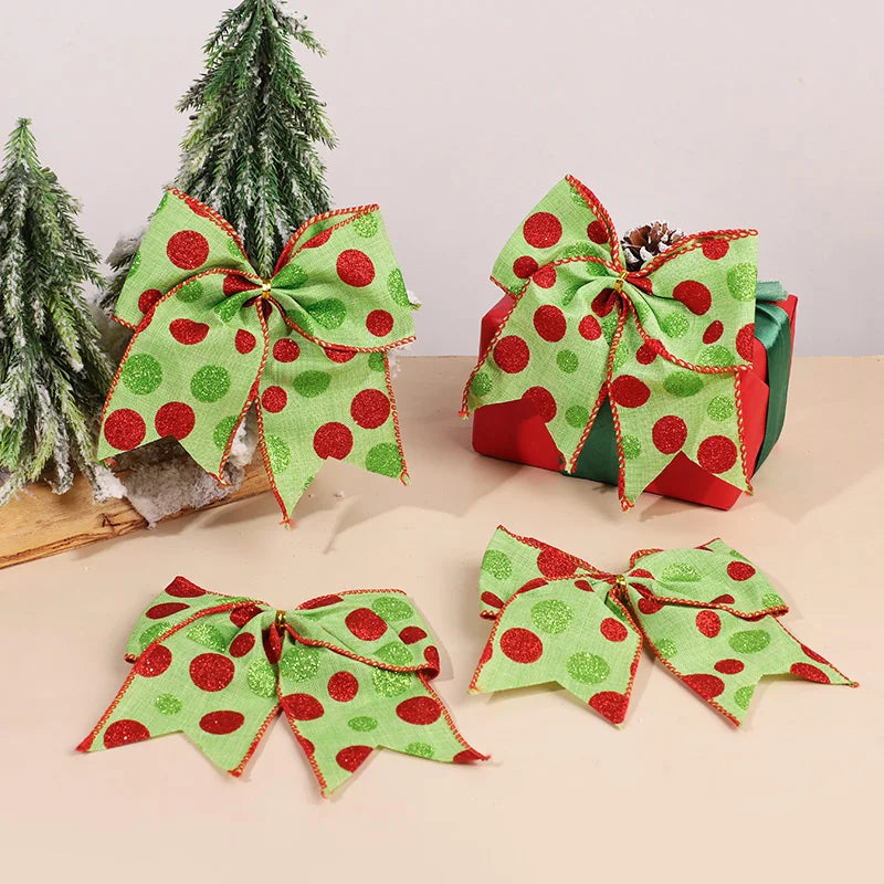 Red & Green Polka Dot Christmas Bows