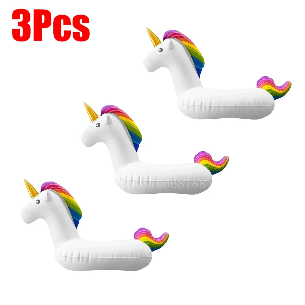 Bring tropical vibes to your next beach day or pool party with this Mini Coconut Tree & Flamingo Inflatable Drink Holder ! Made from durable PVC, it's lightweight, easy to inflate, and keeps your beverage floating right beside you.