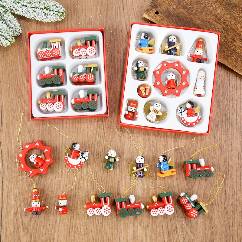 Wooden Train Christmas Ornaments
