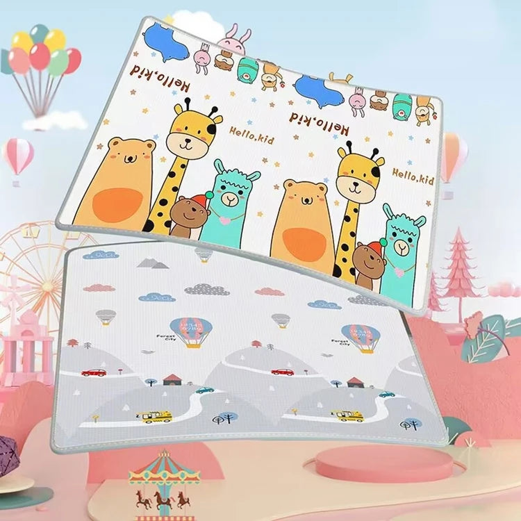"Double-Sided Educational Patterns on Baby Play Mat"