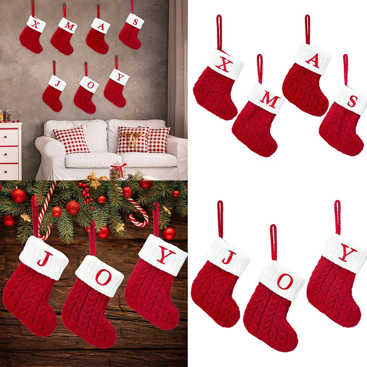 Knitted Christmas Socks – Snowflake & Letter Design