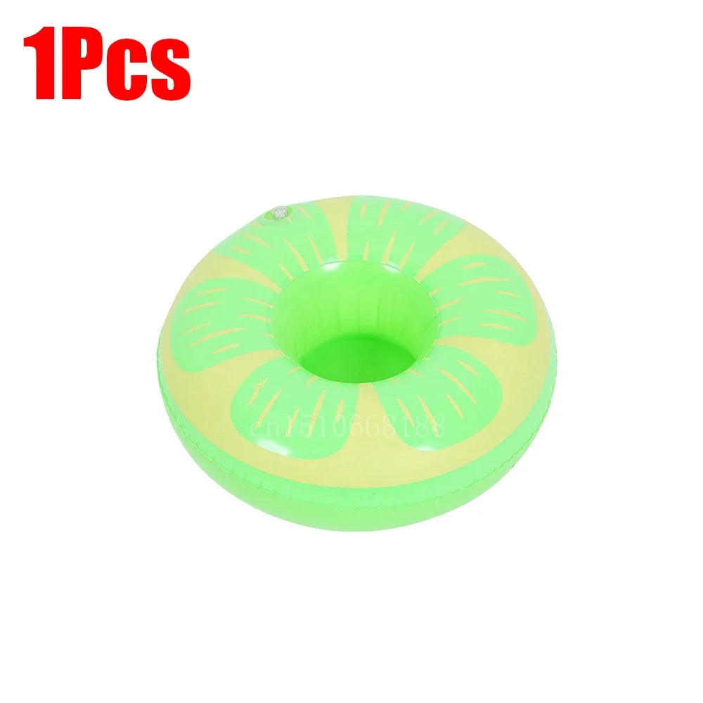 Bring tropical vibes to your next beach day or pool party with this Mini Coconut Tree & Flamingo Inflatable Drink Holder ! Made from durable PVC, it's lightweight, easy to inflate, and keeps your beverage floating right beside you.