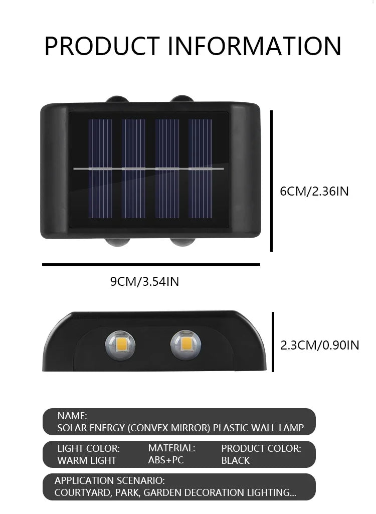 Solar Waterproof Wall Light for Courtyard Garden