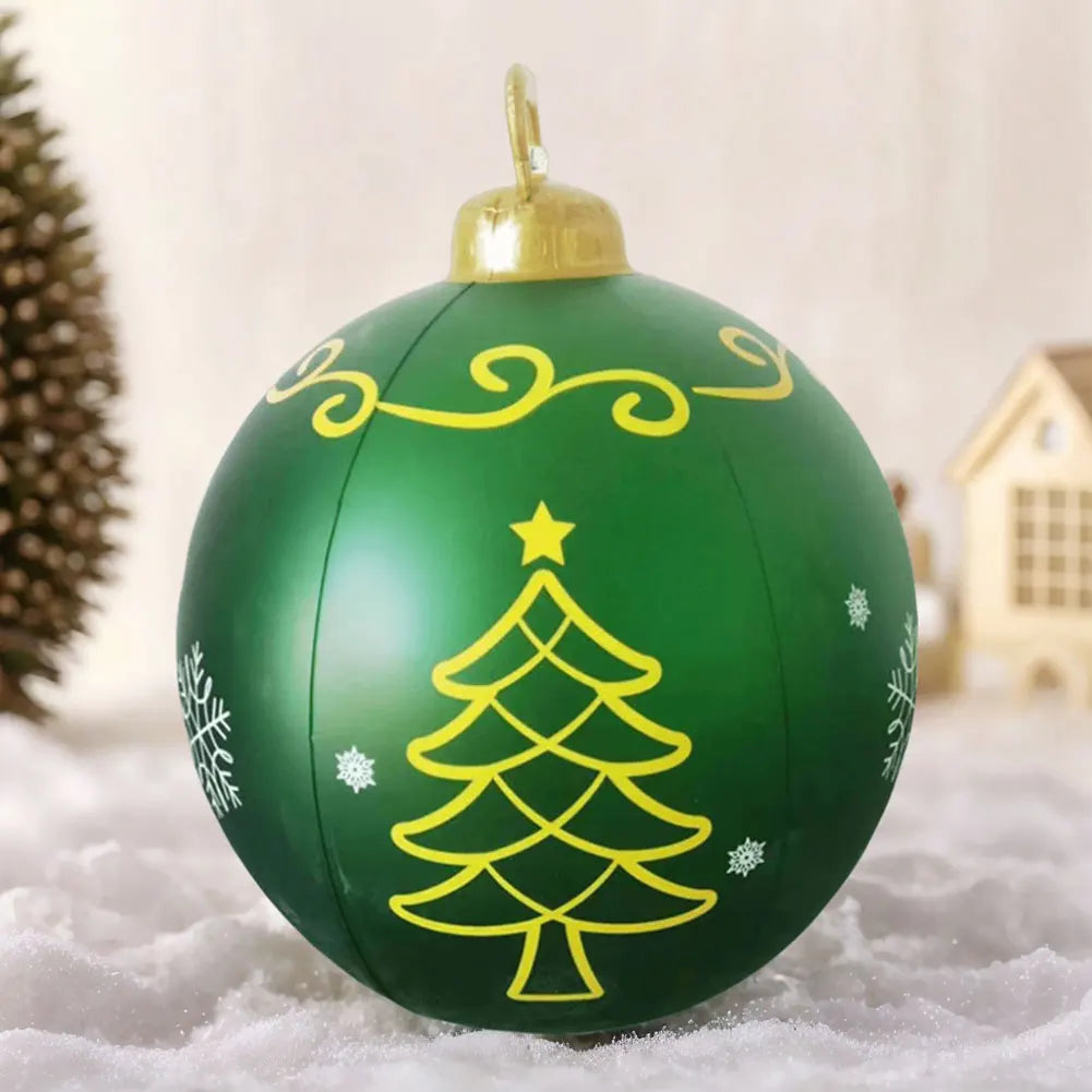 24-Inch Light Up PVC Inflatable Christmas Ball – Giant Outdoor Holiday Decoration