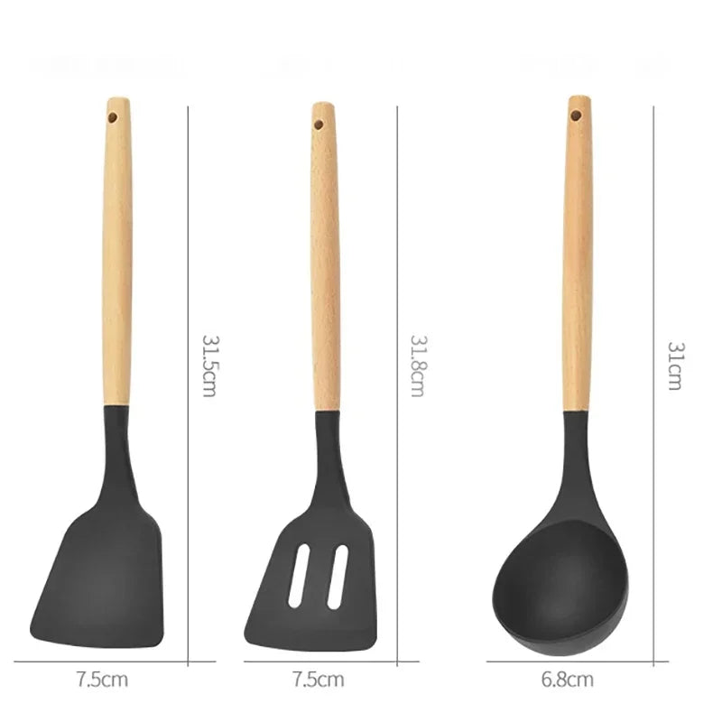 Food Grade Silicone Kitchen Cookware Utensils Set of 12