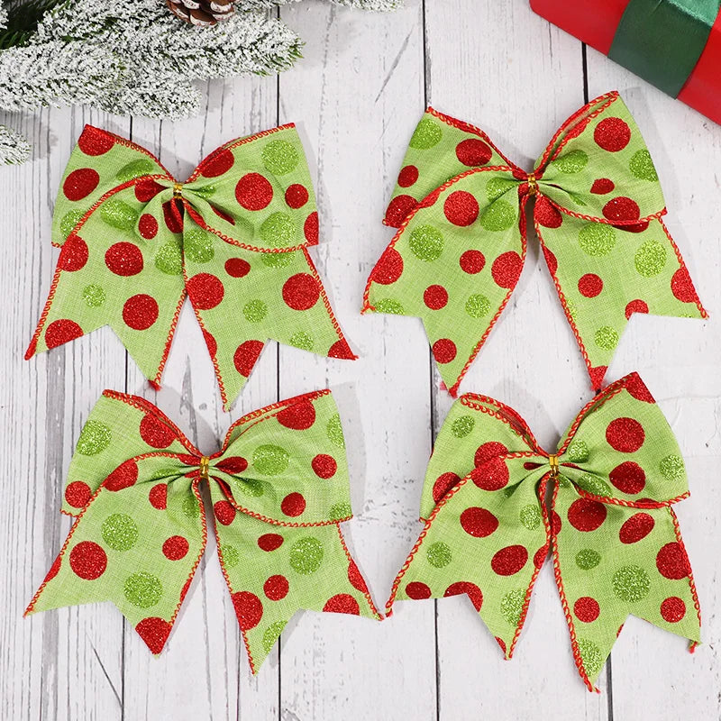 Red & Green Polka Dot Christmas Bows