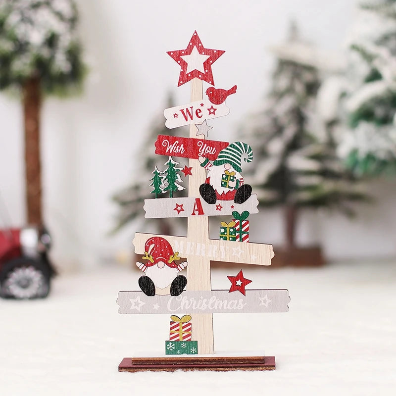 Wooden Christmas Tree Desktop Ornament