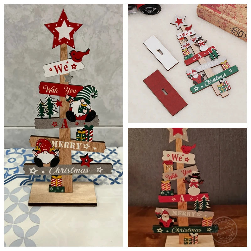 Wooden Christmas Tree Desktop Ornament