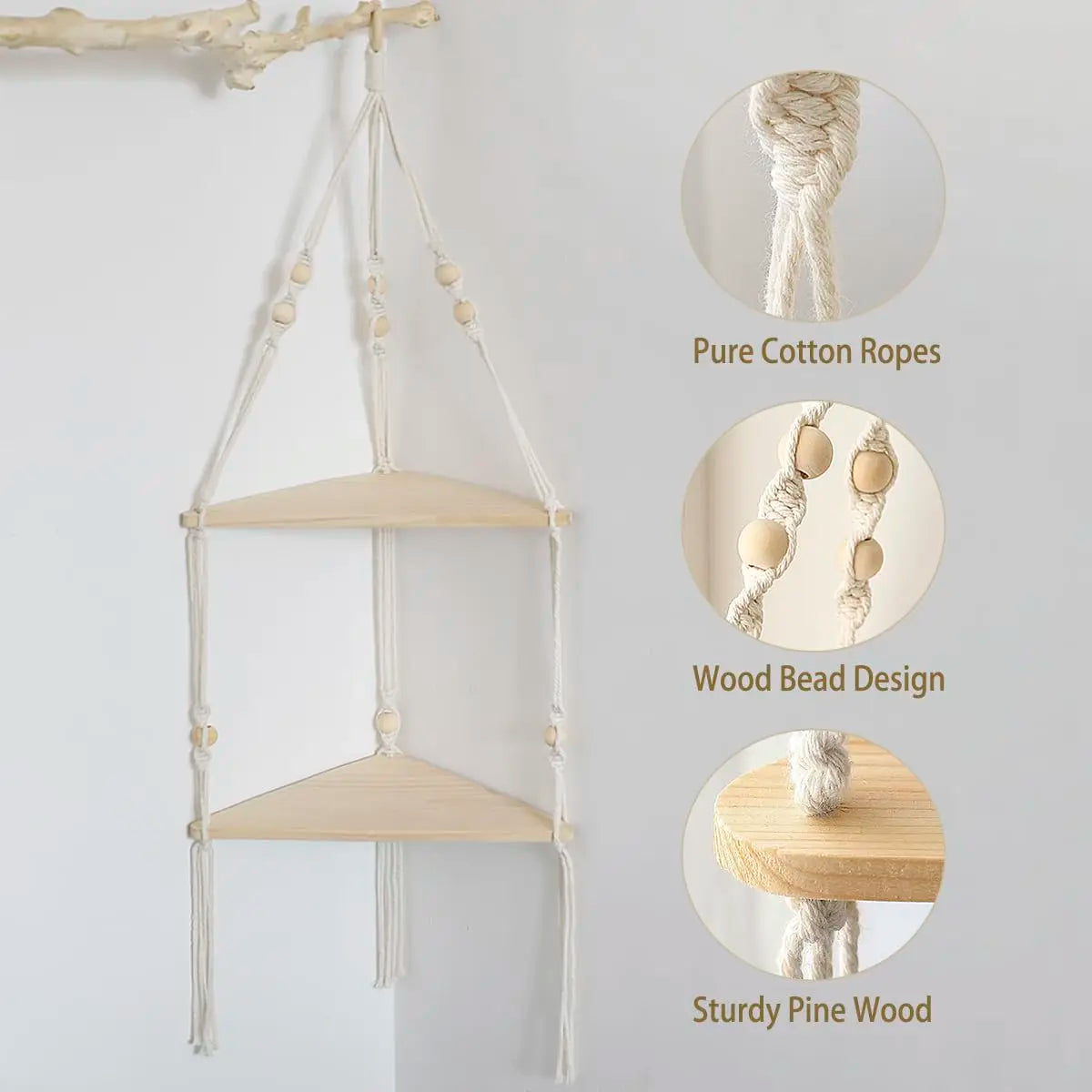 Macramé Wall Hanging Shelf Floating Wall Shelf