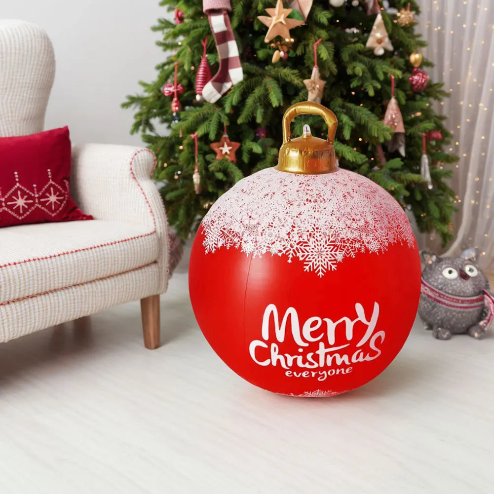 24-Inch Light Up PVC Inflatable Christmas Ball – Giant Outdoor Holiday Decoration