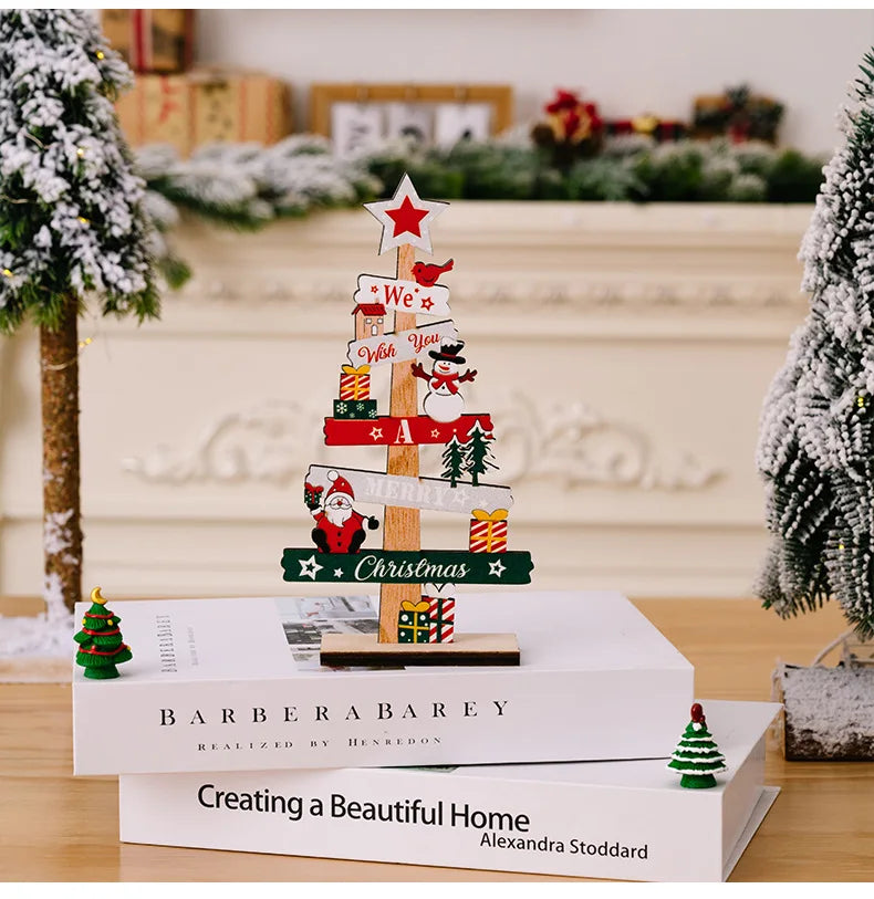 Wooden Christmas Tree Desktop Ornament