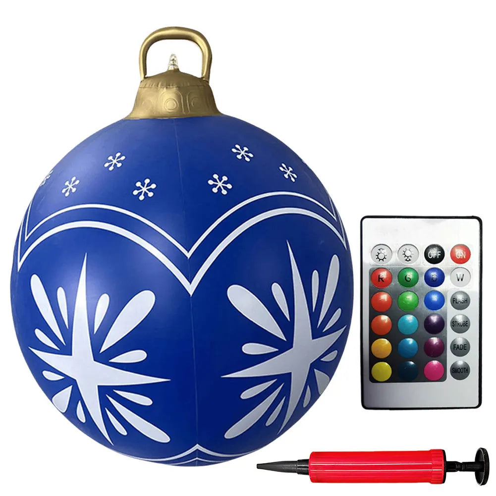 24-Inch Light Up PVC Inflatable Christmas Ball – Giant Outdoor Holiday Decoration