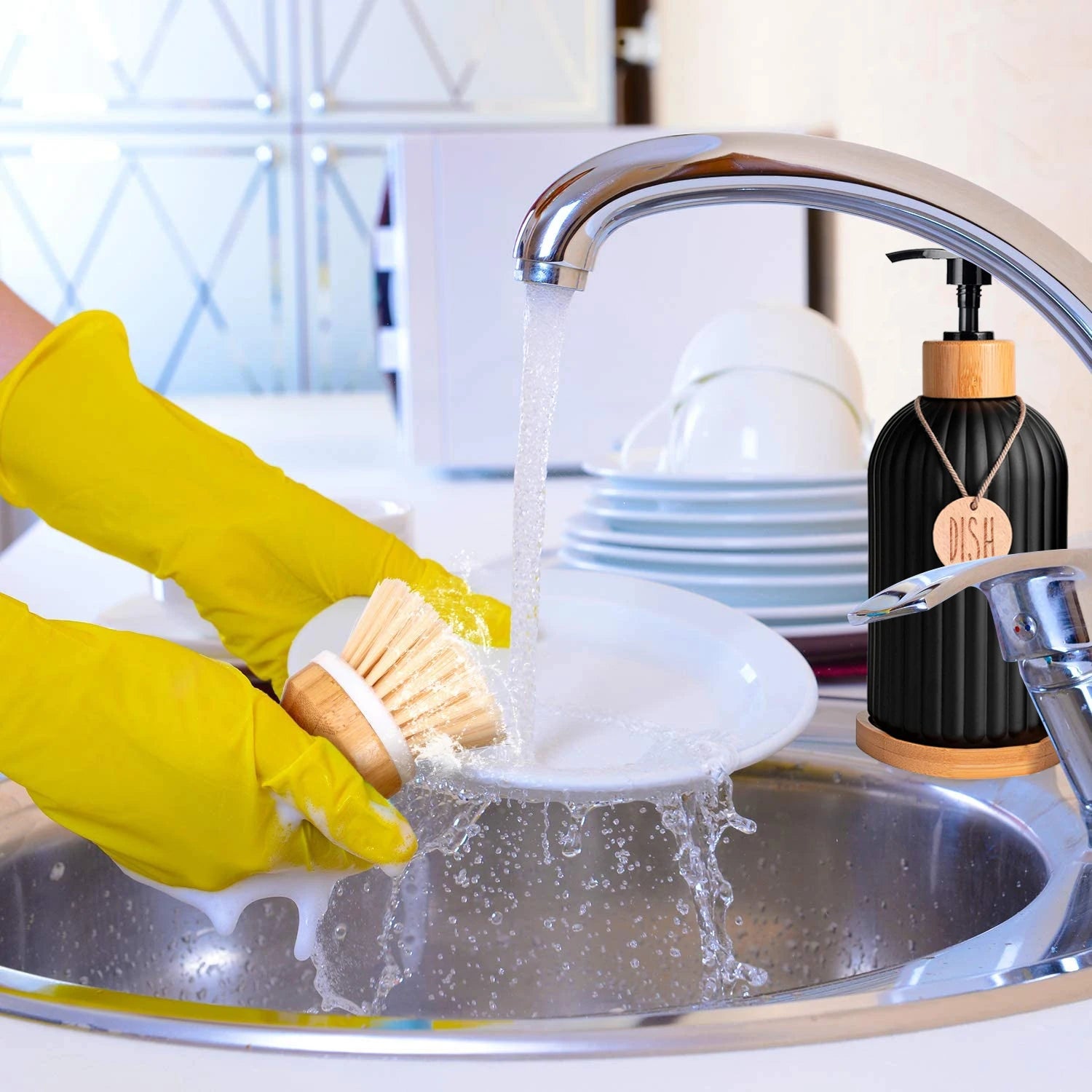 Black Kitchen Soap Dispenser Set