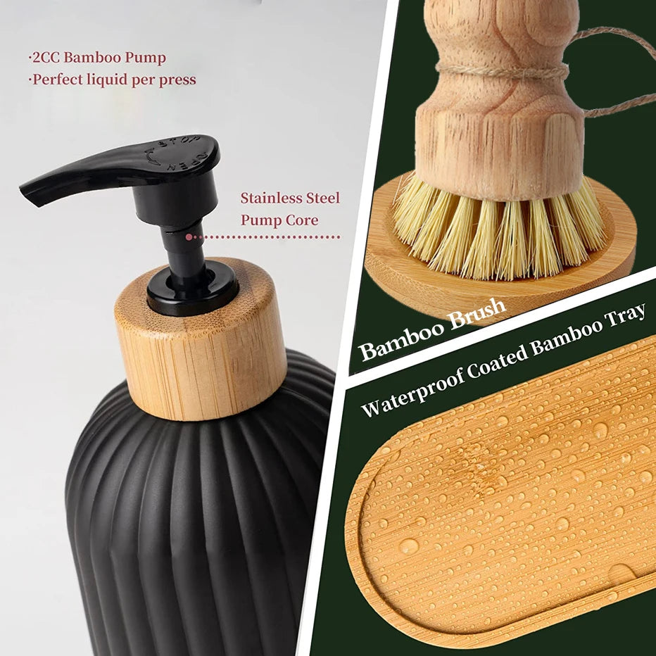 Black Kitchen Soap Dispenser Set