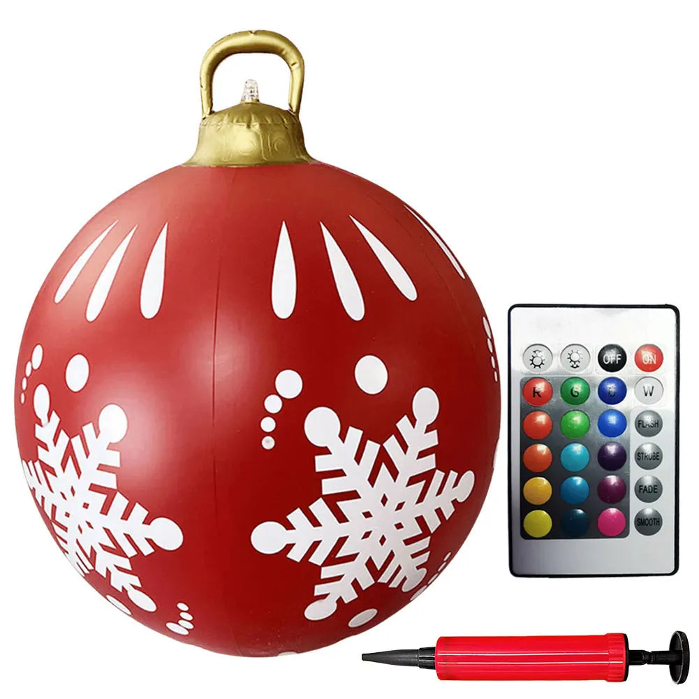 24-Inch Light Up PVC Inflatable Christmas Ball – Giant Outdoor Holiday Decoration