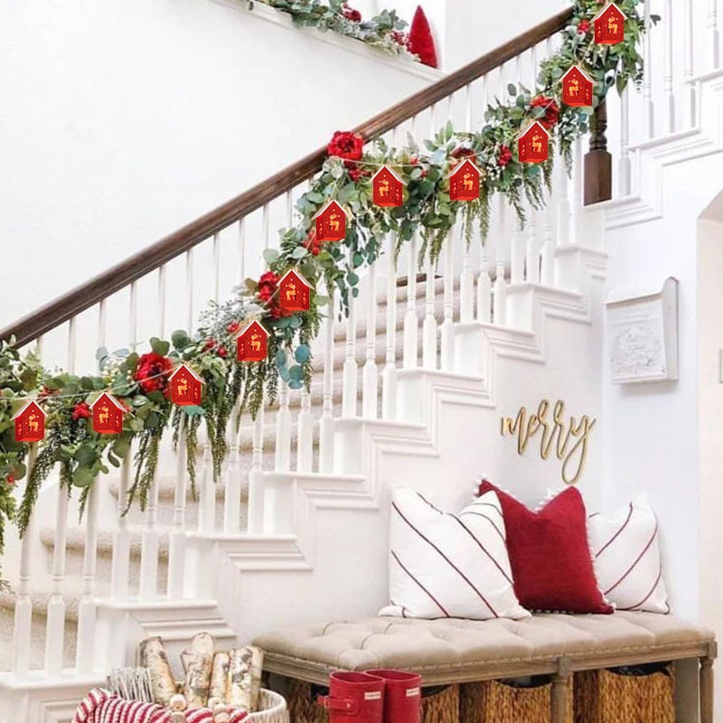 Christmas Wooden House LED String Lights