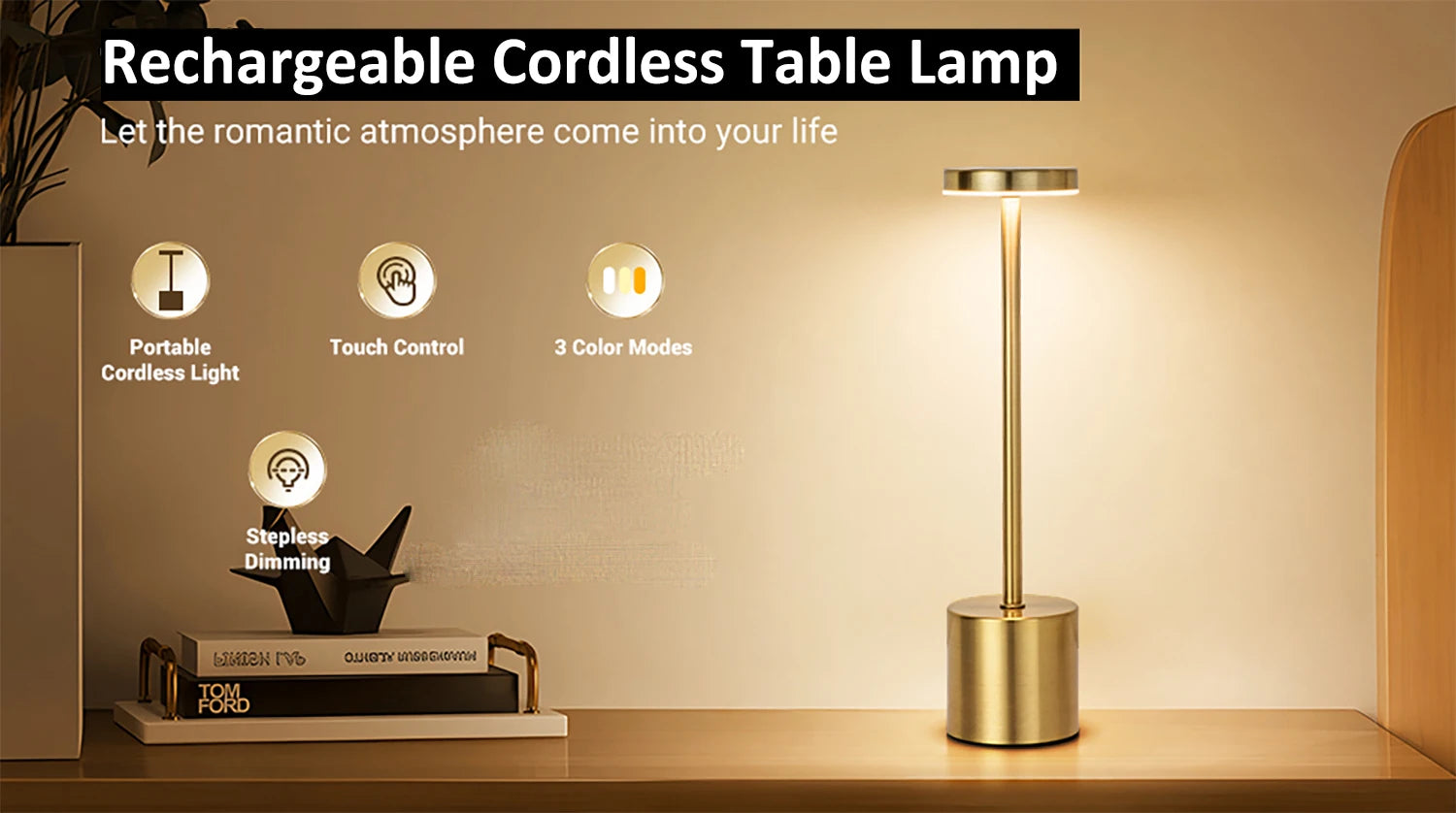 Touch Control LED Lamp – Portable, Dimmable, Metal Design