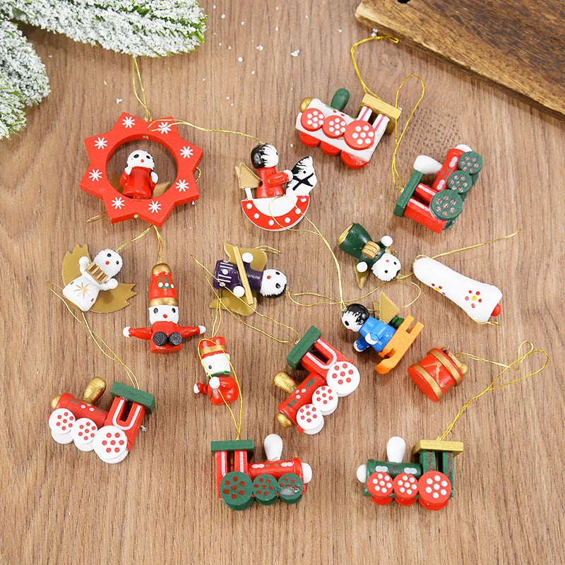 Wooden Train Christmas Ornaments