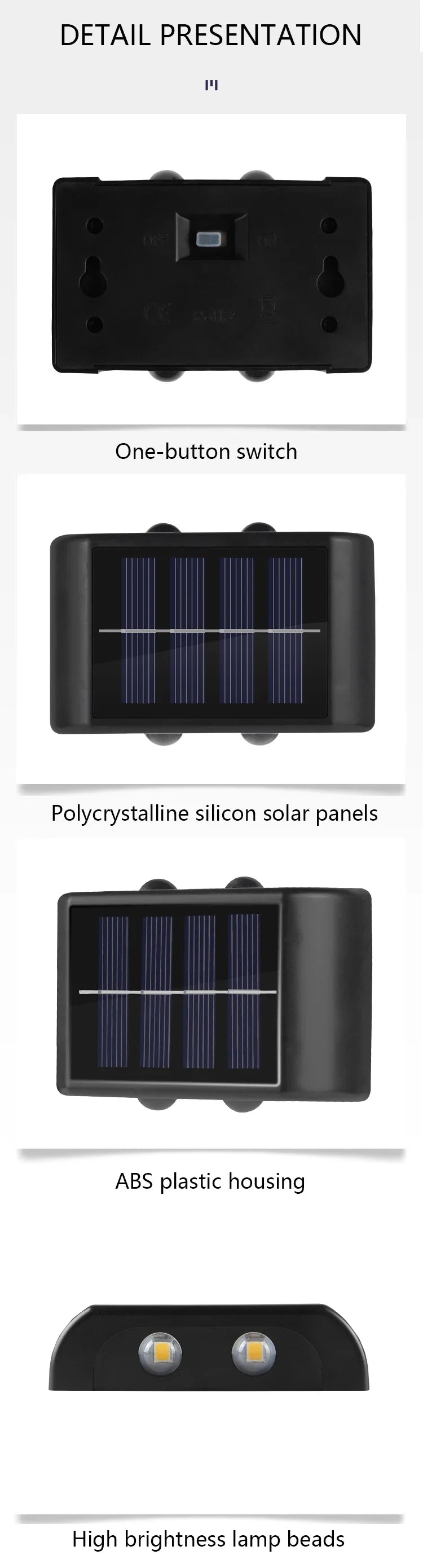 Solar Waterproof Wall Light for Courtyard Garden