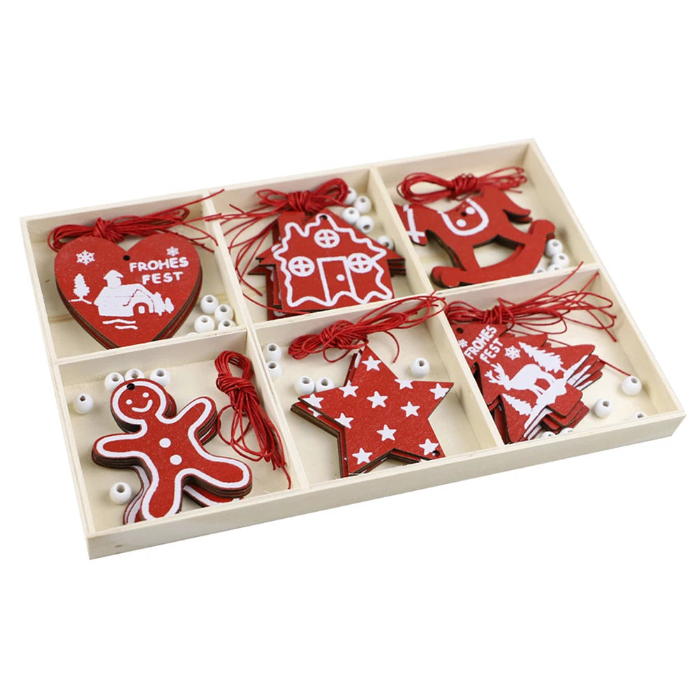 Wooden Christmas Tree Hanging Ornaments