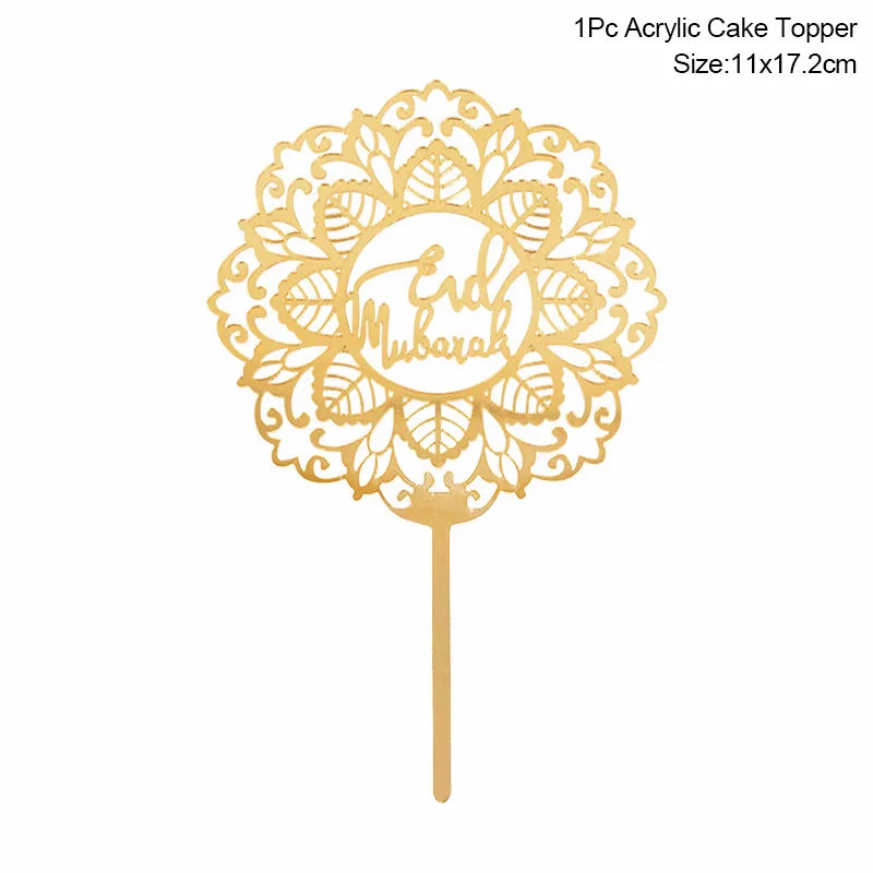 Golden Eid Mubarak Acrylic Cake Toppers