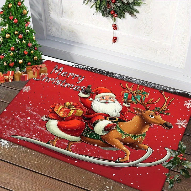 Christmas Door Mat – Santa Claus & Gingerbread Man Design