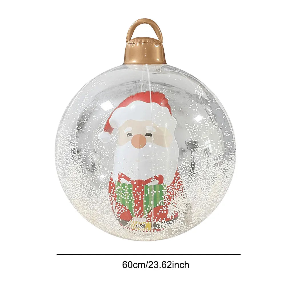 24-Inch Light Up PVC Inflatable Christmas Ball – Giant Outdoor Holiday Decoration